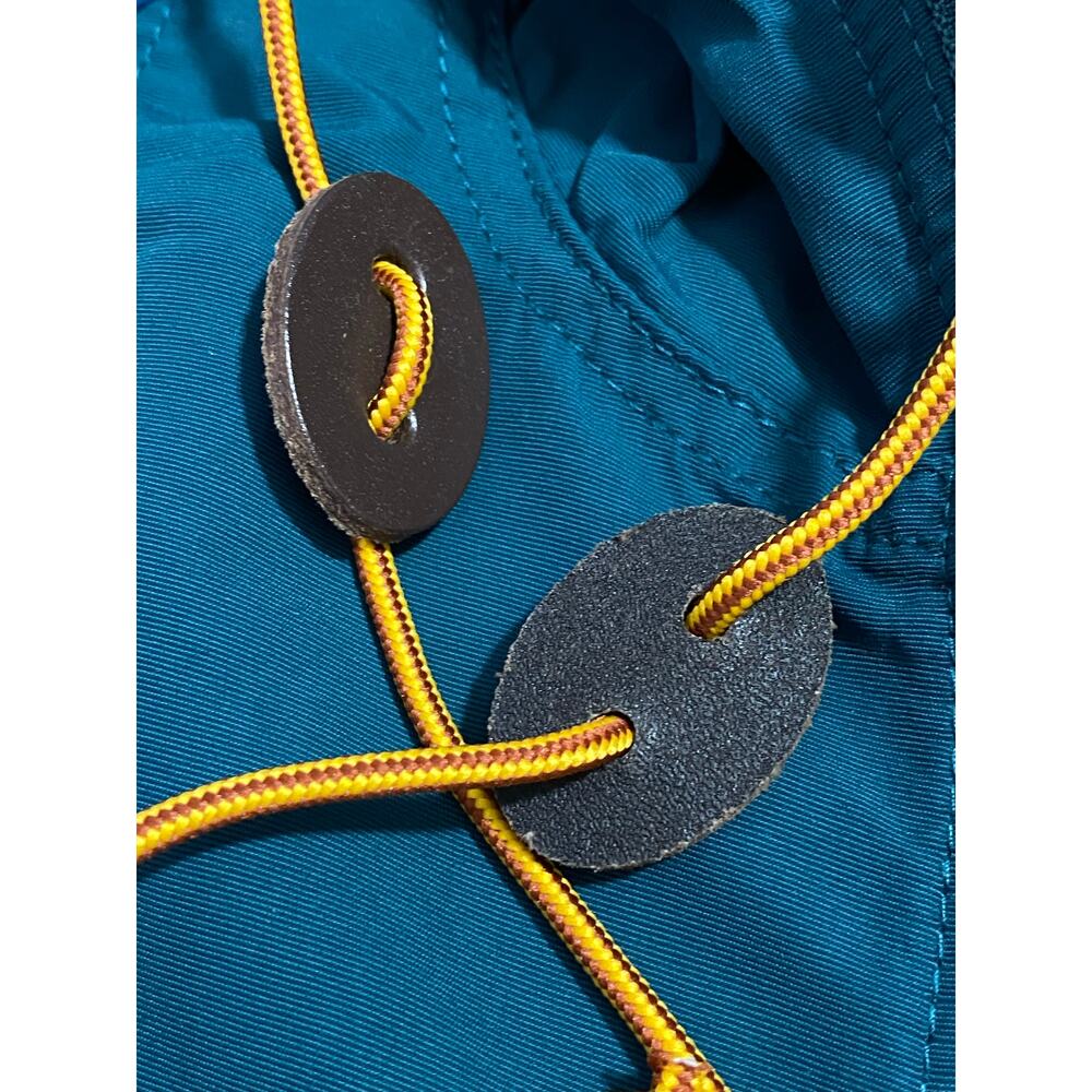 L.L.Bean Colorblock Pullover Jacket Small Petite Blue Green Rust Drawstring Hood - Picture 3 of 8